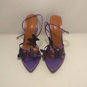 Elegant Purple Butterfly Women's Heeled Sandals